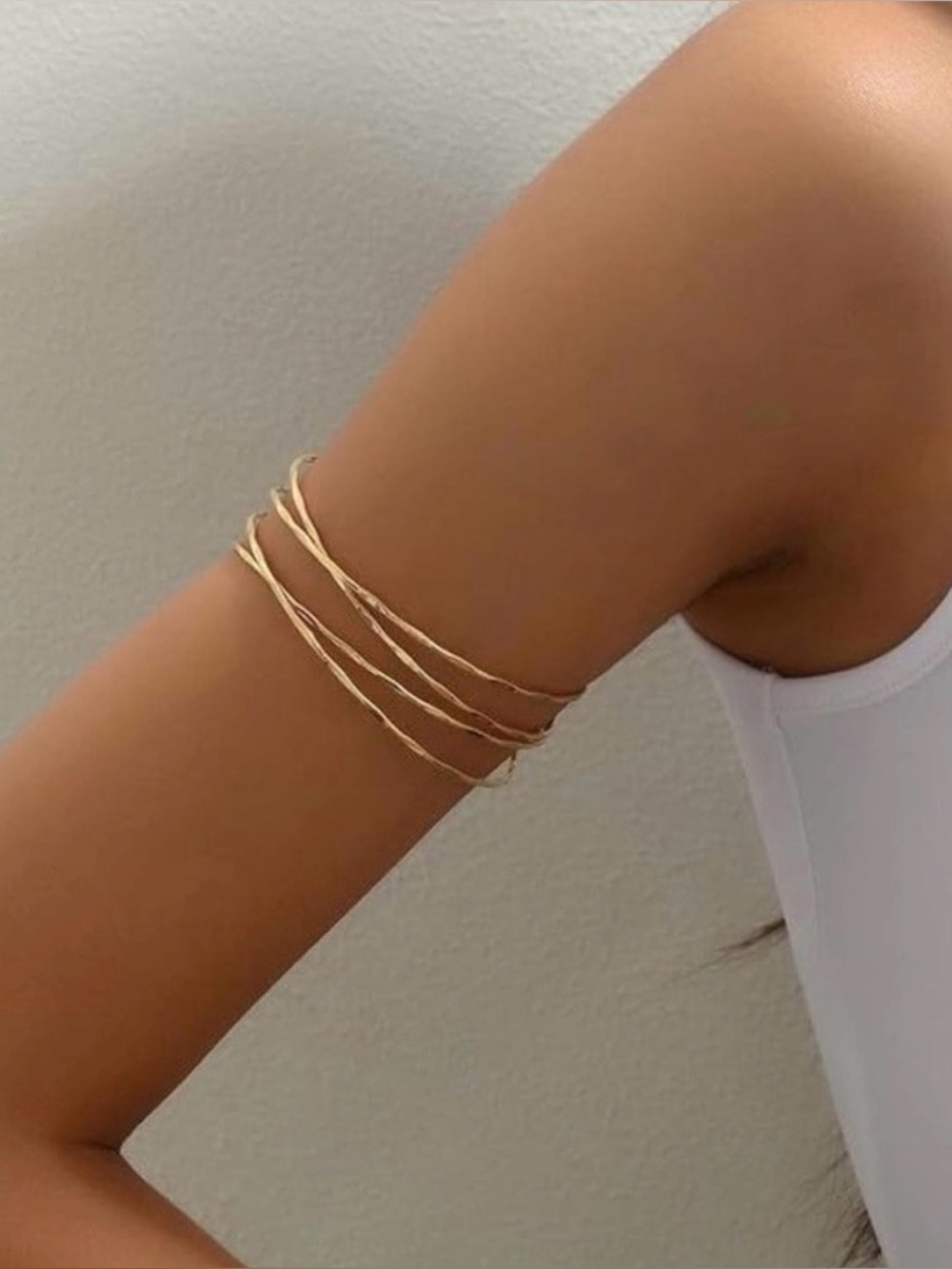 💞 New Elegant Gold Twisted Double Cross Arm Cuff Bracelet